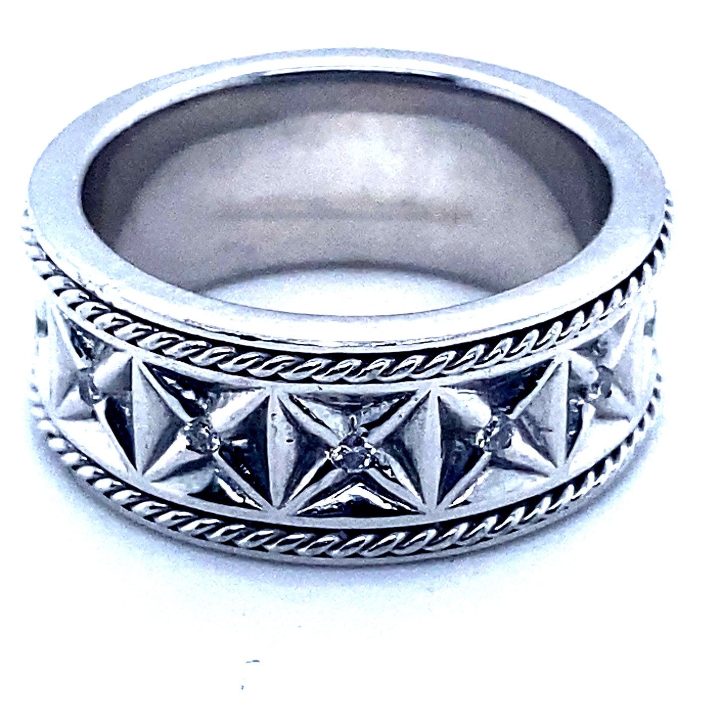 Platinum eternity mans x band diamonds 10 mm size 9.5