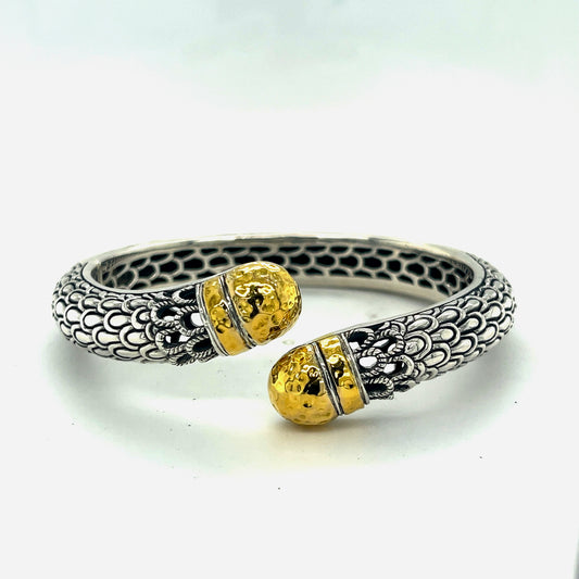 Silver and 18kt Gold cuff bracelet