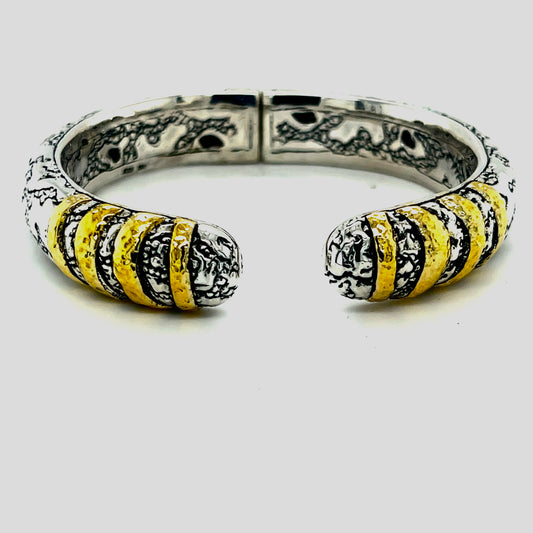 Silver and 18kt Gold cuff bracelet