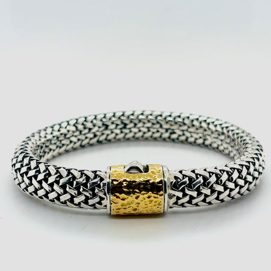 Silver gold rounded chain bracelet