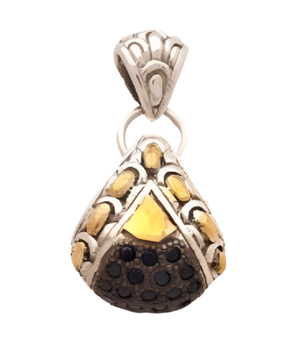 SPG193-15BS -Silver gold nckl with black sapphires