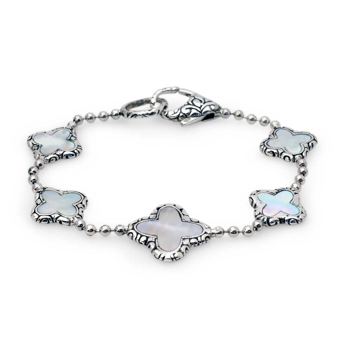 Silver flower bracelet