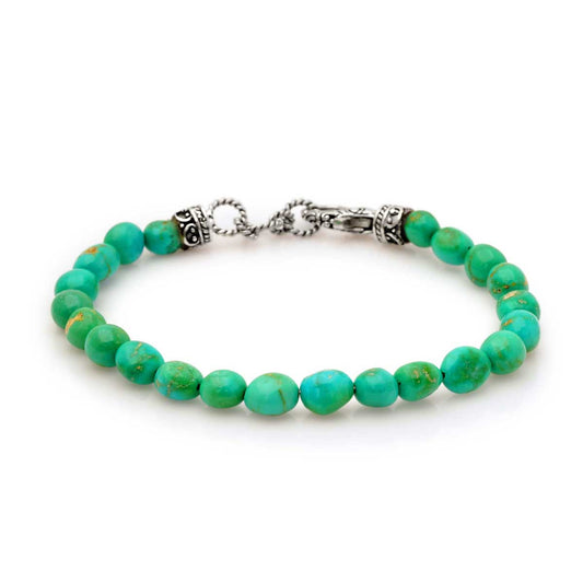 Silver green turquoise bead bracelet SBO13 LTq