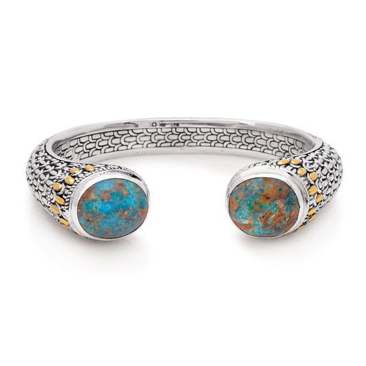 Silver gold bracelet with Turquoise ends
