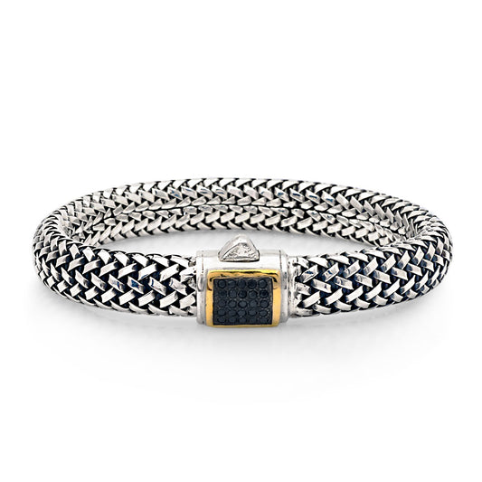 Silver gold black Sapphire bracelet