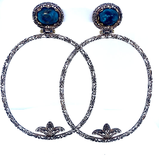 silver hoops with Turqoise