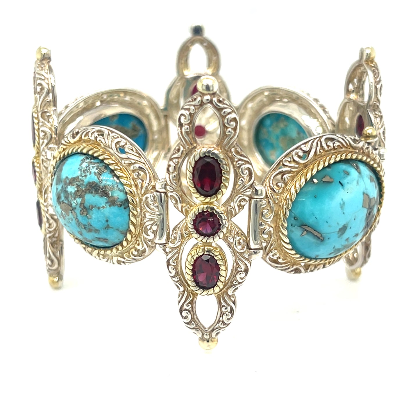 Silver turquoise bracelet with garnets